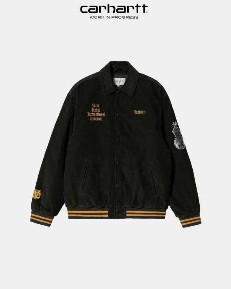 Noir Carhartt Wip Letterman Jacket - Danmark DEW-1484876