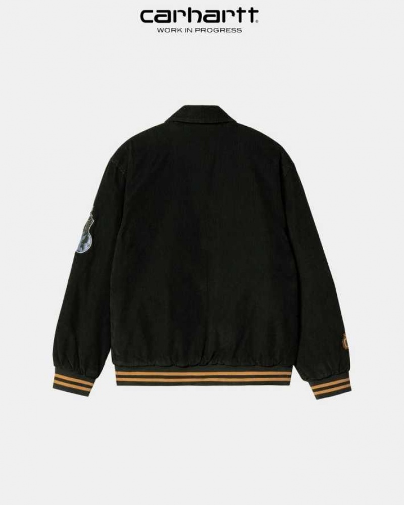 Noir Carhartt Wip Letterman Jacket - Danmark DEW-1484876