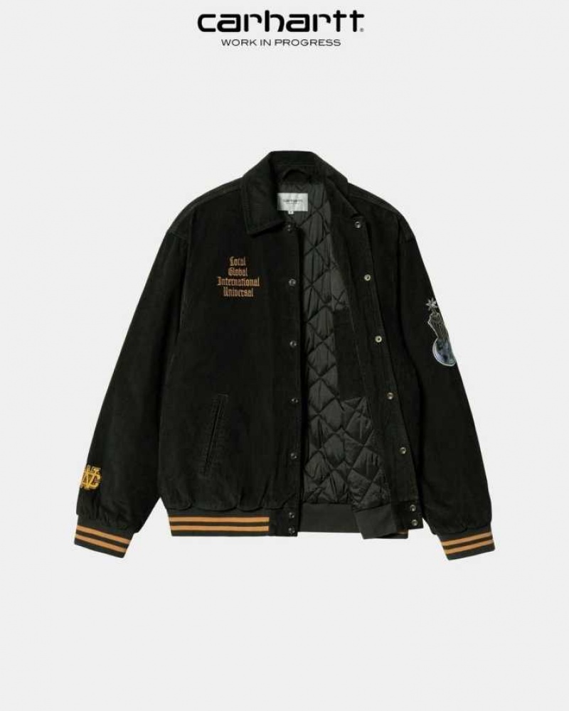 Noir Carhartt Wip Letterman Jacket - Danmark DEW-1484876