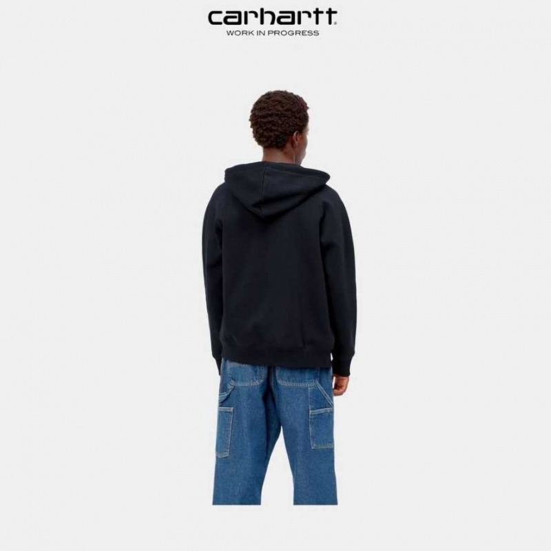 Bleu Marine Foncé Carhartt Wip Encapuchonné Chase Jacket Bleu Marine - Danmark KSA-9503728