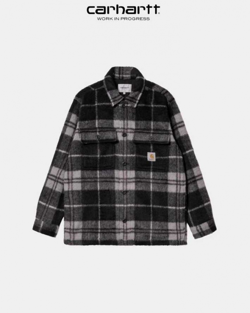 Noir Carhartt Wip Manning Check Shirt Jacket - Danmark JSI-9772638