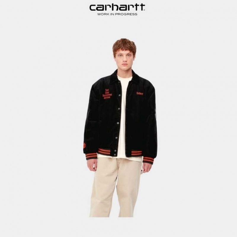 Noir Carhartt Wip Letterman Jacket - Danmark TDF-8002891