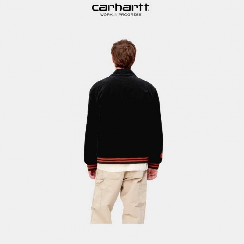 Noir Carhartt Wip Letterman Jacket - Danmark TDF-8002891