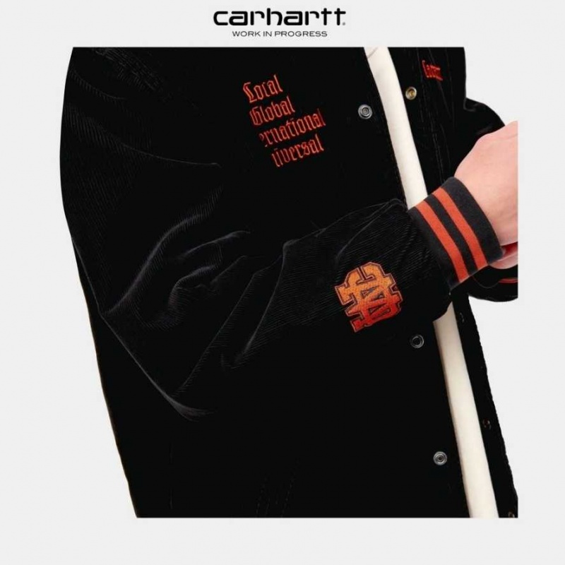 Noir Carhartt Wip Letterman Jacket - Danmark TDF-8002891