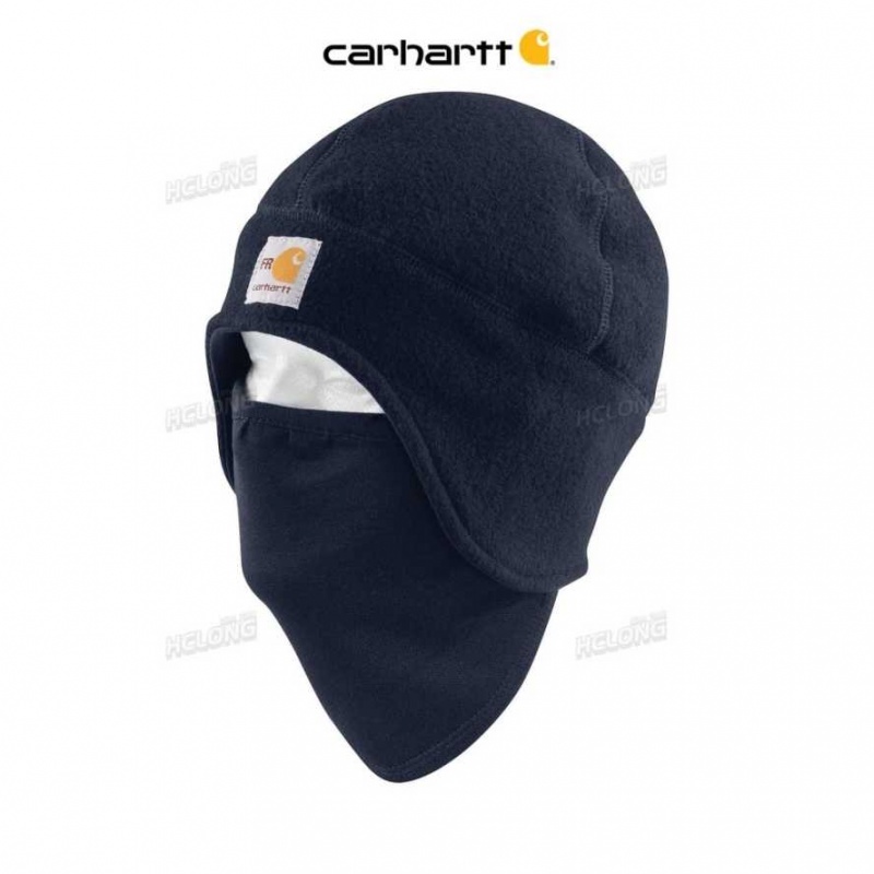 Bleu Marine Foncé Carhartt Flame Resistant Fleece 2-In-1 Hat Bleu Marine - Danmark ONU-9558318