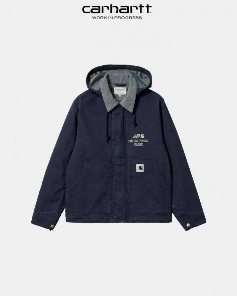 Bleu Marine Foncé Carhartt New Balance x Carhartt WIP Sculpture Center Arcan Jacket Bleu Marine - Danmark ERK-4785293