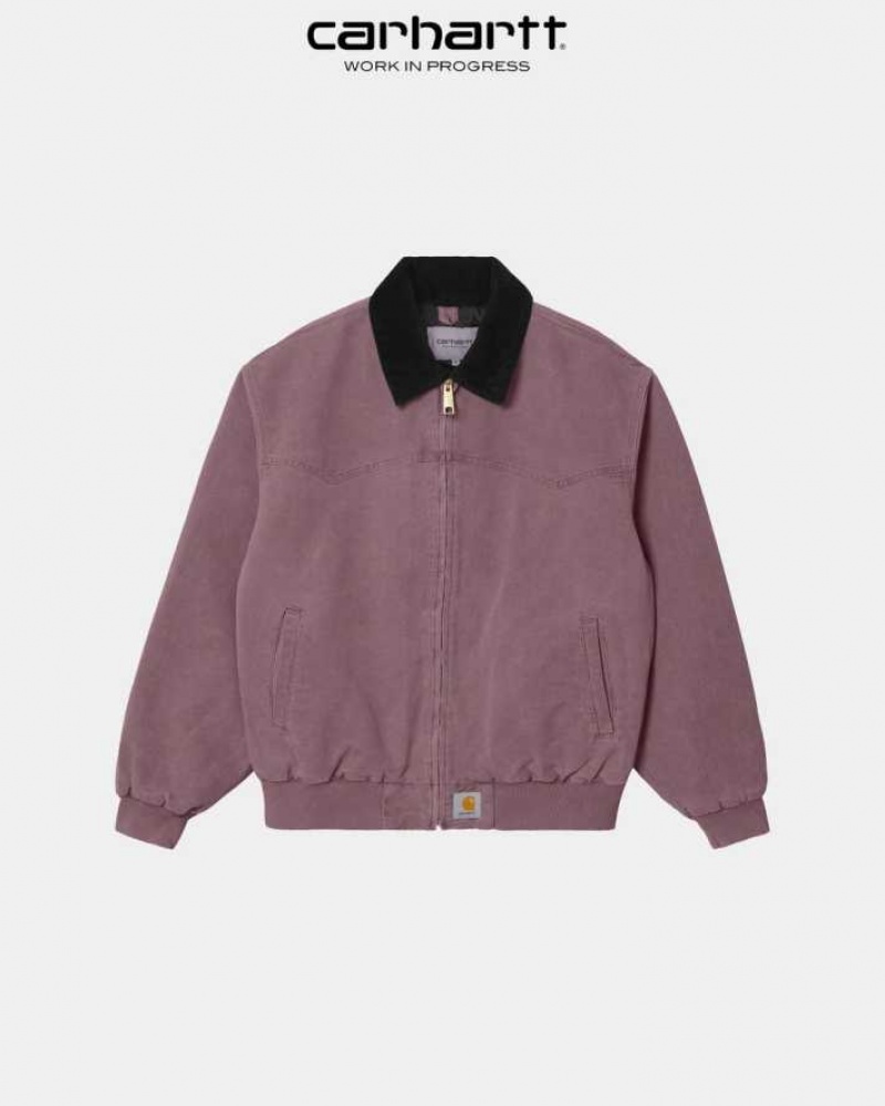 Noir Carhartt Wip OG Santa Fe Jacket (D'hiver) - Danmark ZDD-9364332