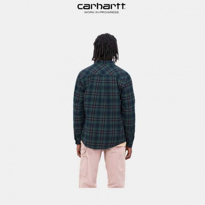 Bleu Marine Foncé Carhartt Wip Lermond Check Shirt Bleu Marine - Danmark LNQ-5207259