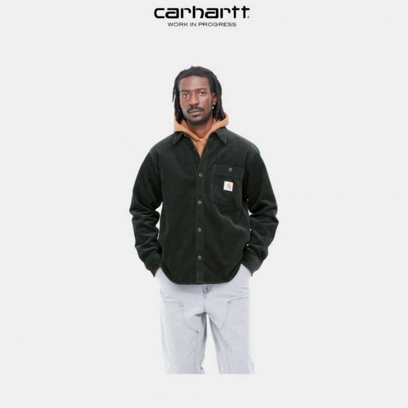 Noir Carhartt Wip Flint Shirt - Danmark JAR-8079517