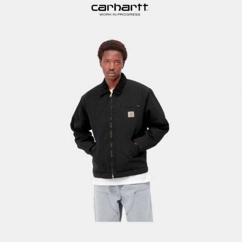 Noir Carhartt Wip OG Detroit Jacket (D'hiver) - Danmark EUU-7287500