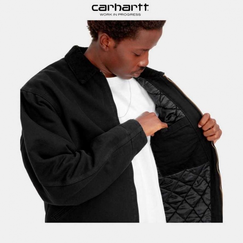 Noir Carhartt Wip OG Detroit Jacket (D'hiver) - Danmark EUU-7287500