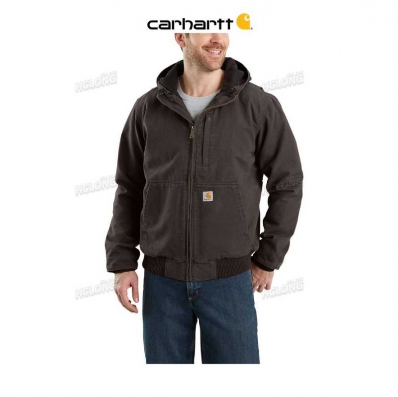 Marron Foncé Carhartt Full Swing Loose Fit Washed Duck Fleece-Doublée Active Jac Marron - Danmark NZP-7752224