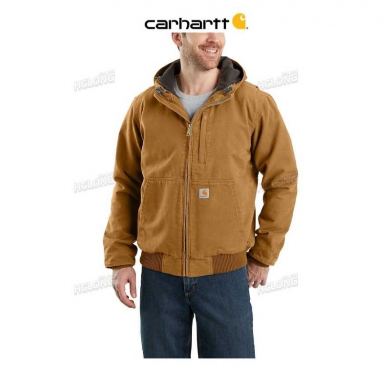 Marron Carhartt Full Swing Loose Fit Washed Duck Fleece-Doublée Active Jac - Danmark TAF-2769415