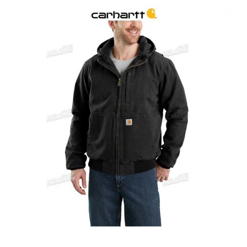 Noir Carhartt Full Swing Loose Fit Washed Duck Fleece-Doublée Active Jac - Danmark PTD-6785697