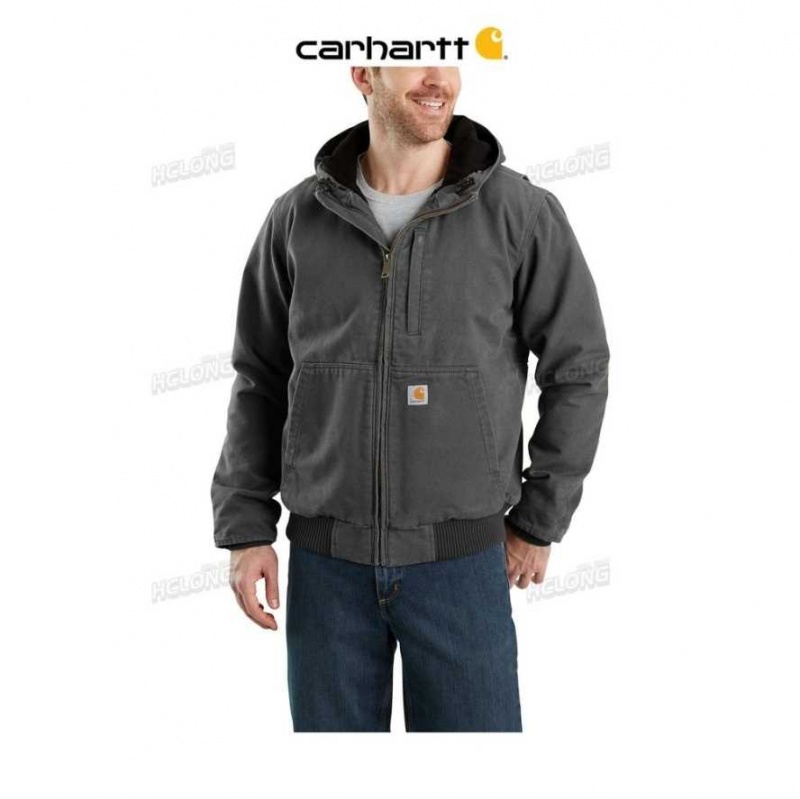 Gravel Carhartt Full Swing Loose Fit Washed Duck Fleece-Doublée Active Jac - Danmark LNJ-9212247