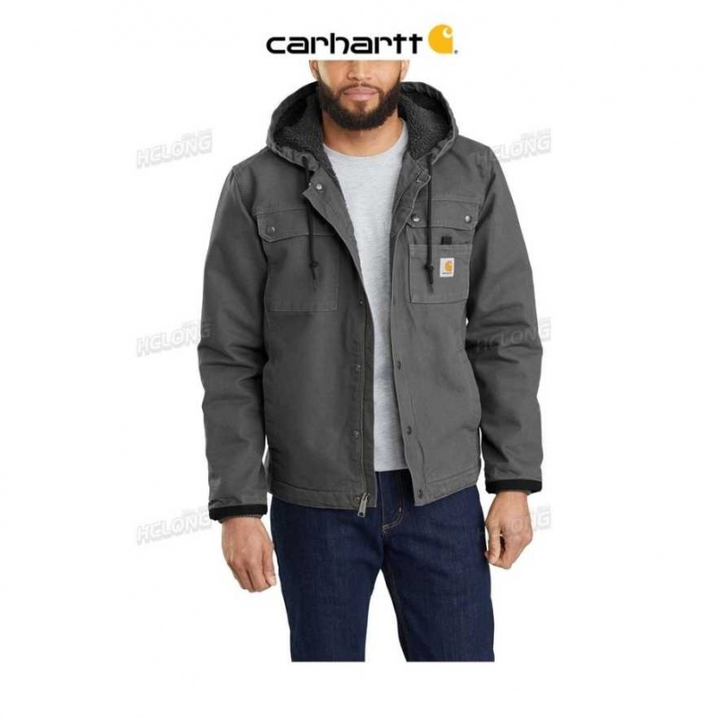 Gravel Carhartt Relaxed Fit Washed Duck Sherpa-Doublée Utility Jacket - Danmark SNU-7340141