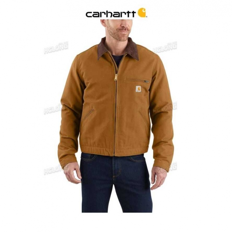 Marron Carhartt Relaxed Fit Duck Blanket-Doublée Detroit Jacket - Danmark ERC-4255903