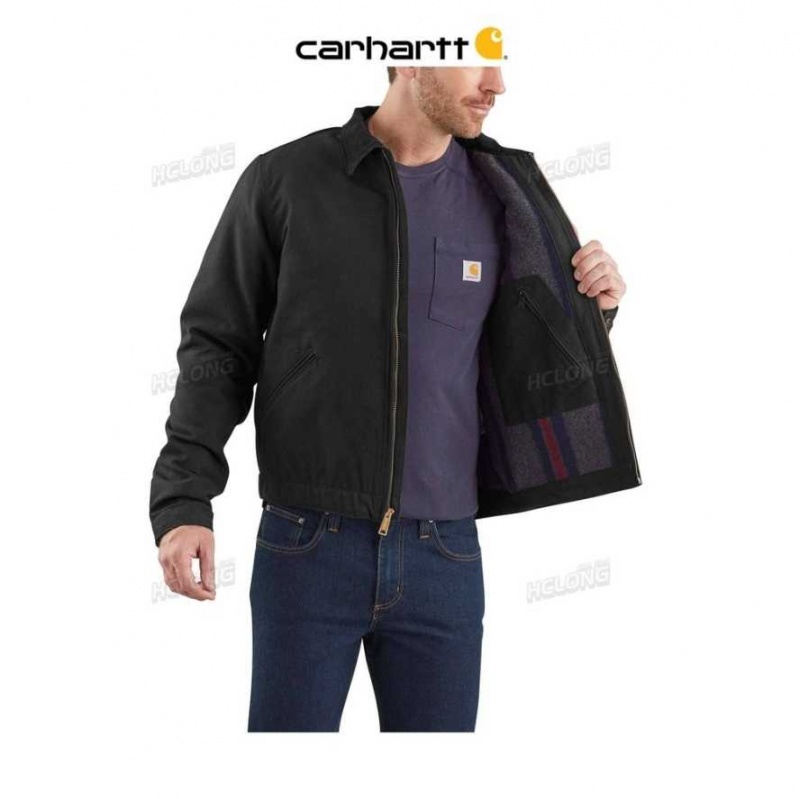 Noir Carhartt Relaxed Fit Duck Blanket-Doublée Detroit Jacket - Danmark JHQ-8322247