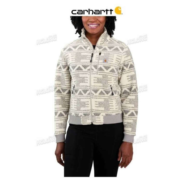 Malt Geometric Print Carhartt Sherpa Jacket - 1 Warm Rating Malt Geometric - Danmark MVA-5193122