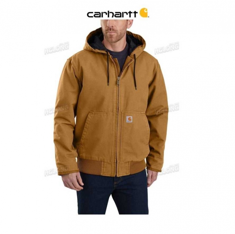 Marron Carhartt Loose Fit Washed Duck Insulated Active Jac - Danmark YYK-7675869