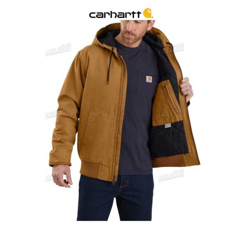 Marron Carhartt Loose Fit Washed Duck Insulated Active Jac - Danmark YYK-7675869