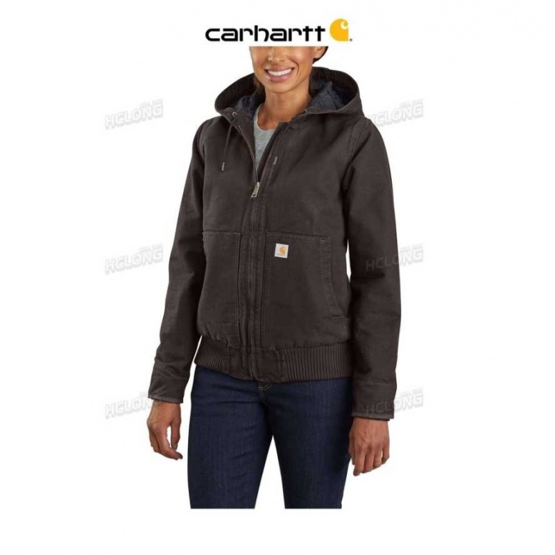 Marron Foncé Carhartt Loose Fit Washed Duck Insulated Active Jac - 3 Warmest Rating Marron - Danmark FIW-4791301