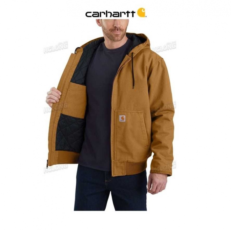 Marron Carhartt Loose Fit Washed Duck Insulated Active Jac - Danmark YYK-7675869