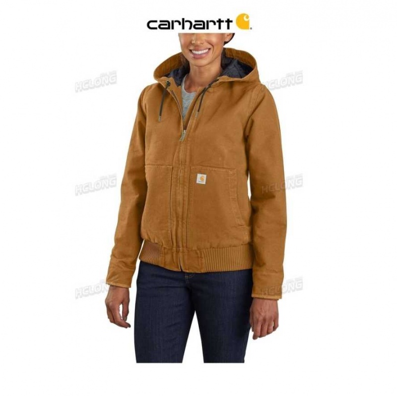 Marron Carhartt Loose Fit Washed Duck Insulated Active Jac - 3 Warmest Rating - Danmark XCK-2806831