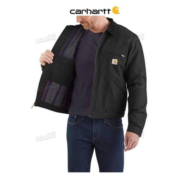 Noir Carhartt Relaxed Fit Duck Blanket-Doublée Detroit Jacket - Danmark JHQ-8322247