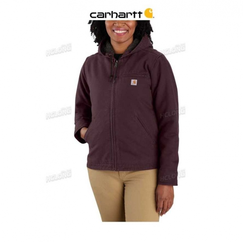 Blackberry Carhartt Loose Fit Washed Duck Sherpa Doublée Jacket - 3 Warmest Rating - Danmark JBH-1167538