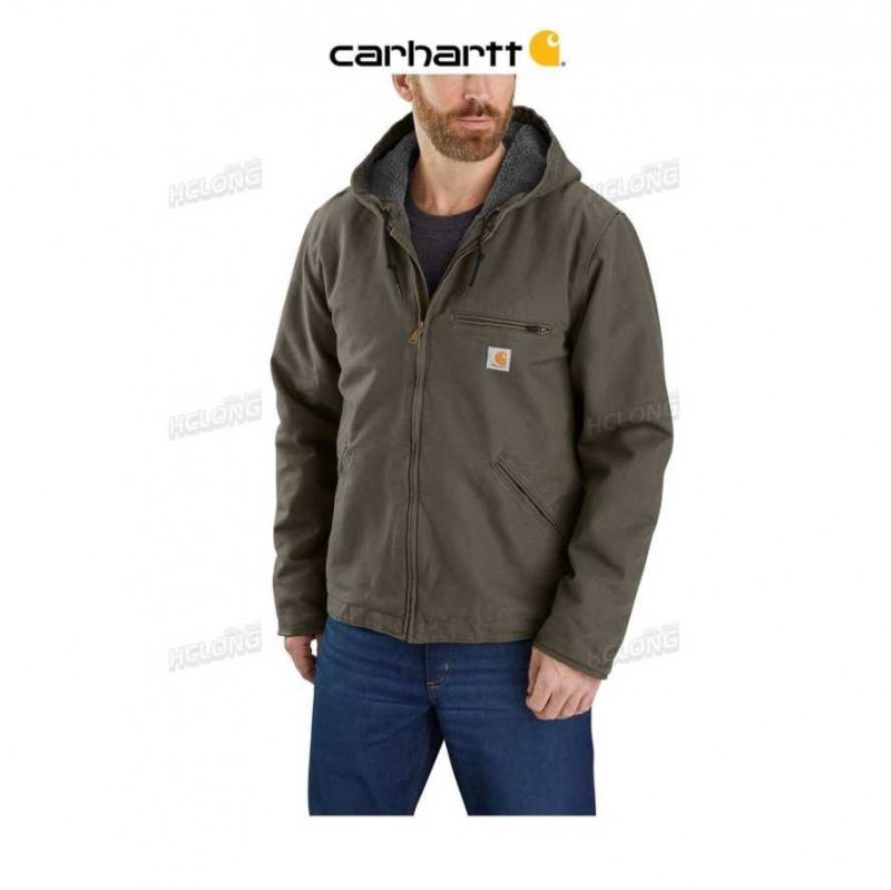 Moss Carhartt Relaxed Fit Washed Duck Sherpa-Doublée Jacket - Danmark SOW-4469914