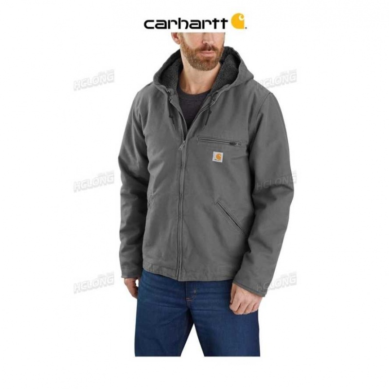 Gravel Carhartt Relaxed Fit Washed Duck Sherpa-Doublée Jacket - Danmark MFK-7239151