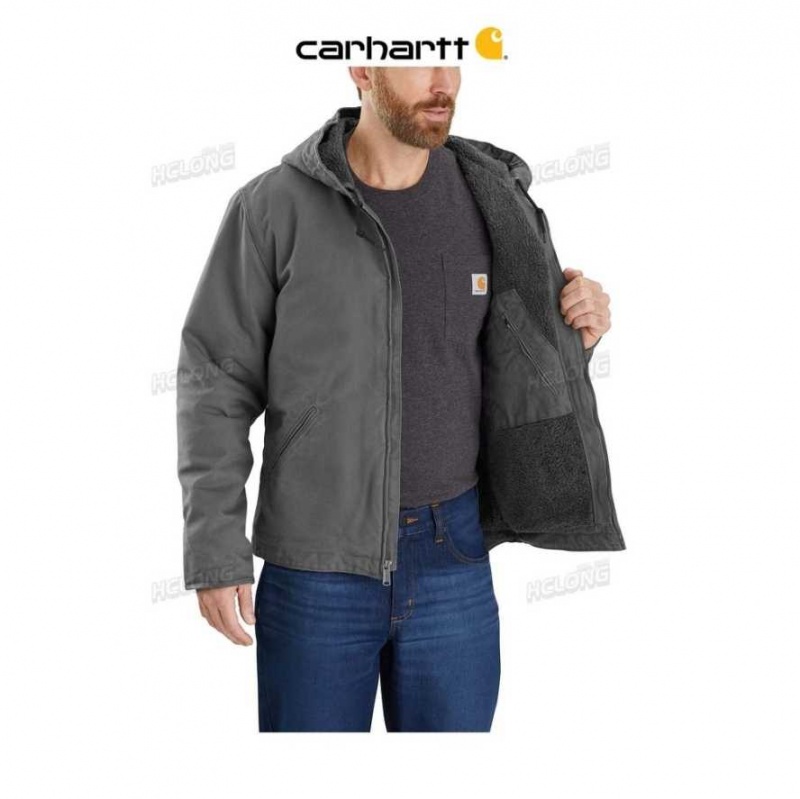 Gravel Carhartt Relaxed Fit Washed Duck Sherpa-Doublée Jacket - Danmark MFK-7239151