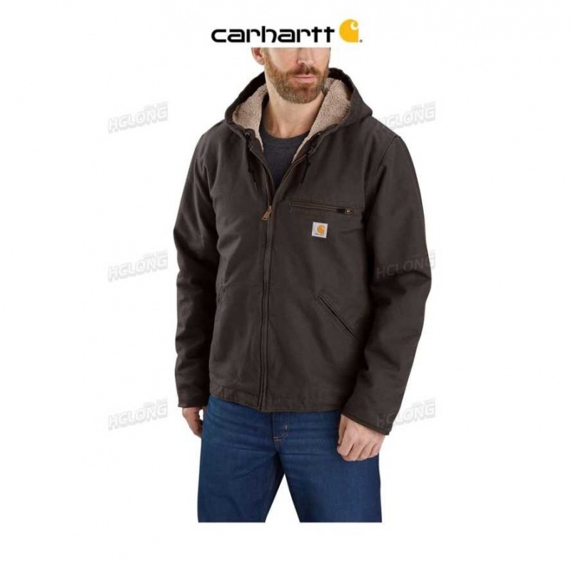 Marron Foncé Carhartt Relaxed Fit Washed Duck Sherpa-Doublée Jacket Marron - Danmark NEH-8974687