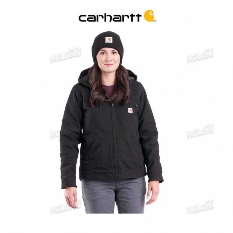 Marron Foncé Carhartt Loose Fit Washed Duck Sherpa Doublée Jacket - 3 Warmest Rating Marron - Danmark LYO-2167244