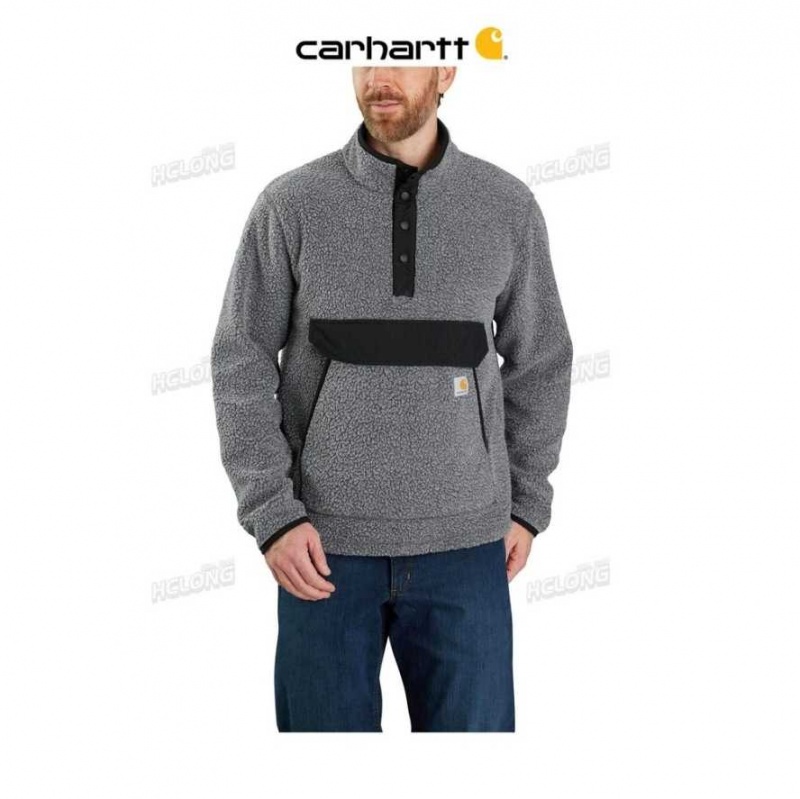 Granite Heather Carhartt Relaxed Fit Fleece Snap Front Jacket Granite - Danmark IEG-7033276