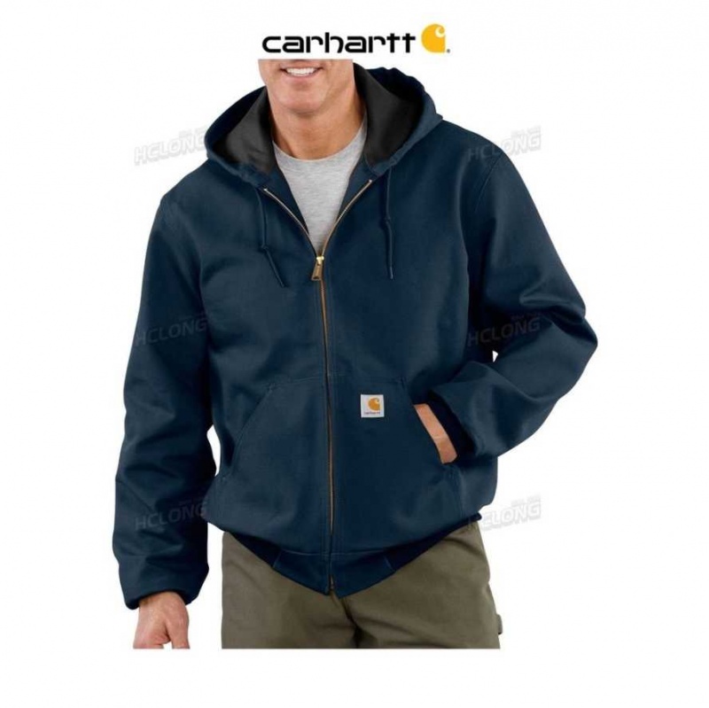 Bleu Marine Foncé Carhartt Loose Fit Firm Duck Thermal-Doublée Active Jac Bleu Marine - Danmark WWJ-7218001