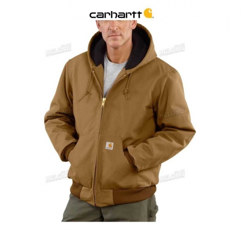 Marron Carhartt Loose Fit Firm Duck Insulated Flannel-Doublée Active Jac - Danmark JUM-2351021